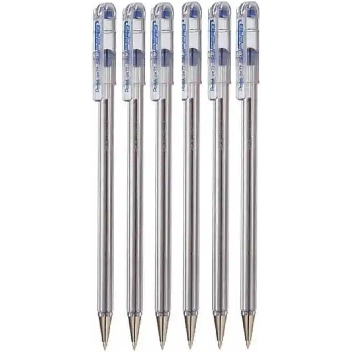 Pentel Mavi mükemmel tükenmez kalem kalem küre Punkt kalem 0,7 mm Spitze Spitze 0,25 mm Line Genişlik ince Linie doldurulabilir mürekkep BK77 (6 adet)