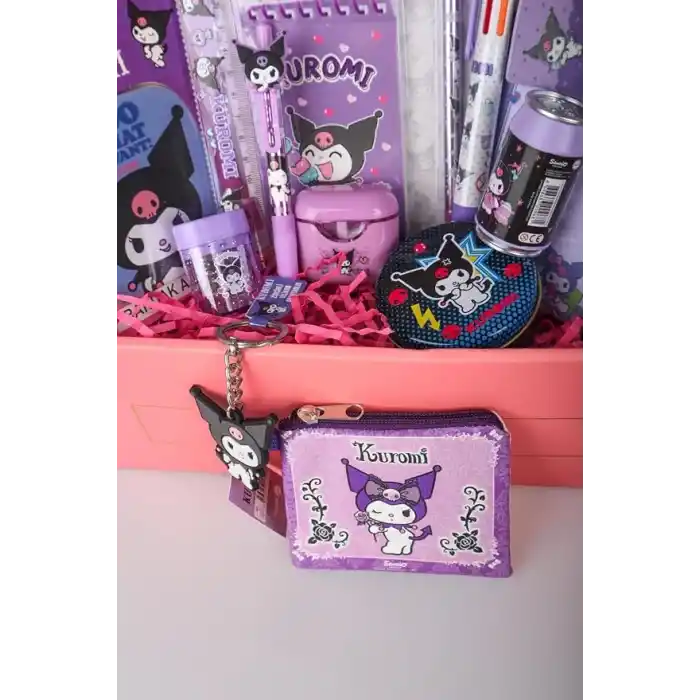 Kuromi Lisanslı 17 Parça Kırtasiye Seti, Versatil Uçlu Kalem, Cetvel, Metal, Silgi, Kalemtraş