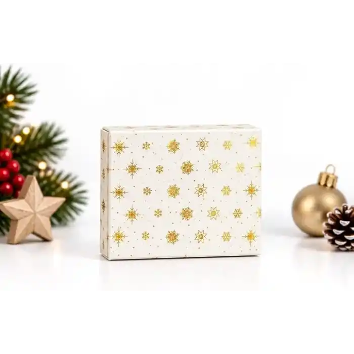 Yılbaşı Hediye Kutusu – 14x9x5 cm Noel Temalı Kapaklı Hediye Kutusu | Dayanıklı Karton, Varak Detaylı Yeni Yıl Hediye Paketi Kutusu Model 1