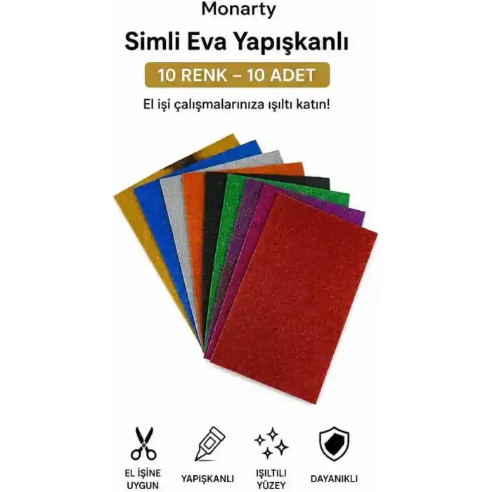Monarty Simli Eva Yapışkanlı 10 Renk 10 Adet 20x30 cm