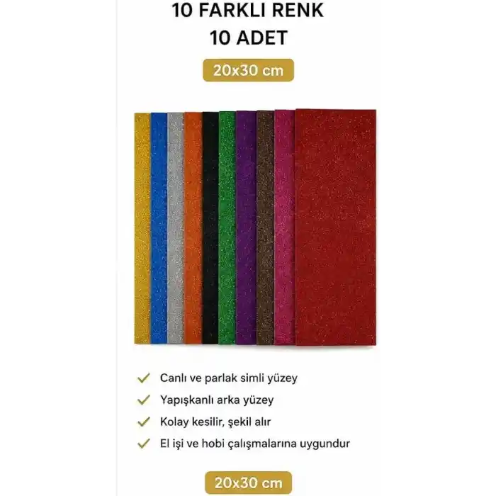 Monarty Simli Eva Yapışkanlı 10 Renk 10 Adet 20x30 cm