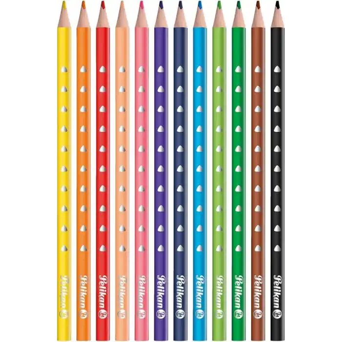Pelikan 700634 Renkli Kalem Silverino, 12 Adet, Üçgen, İnce