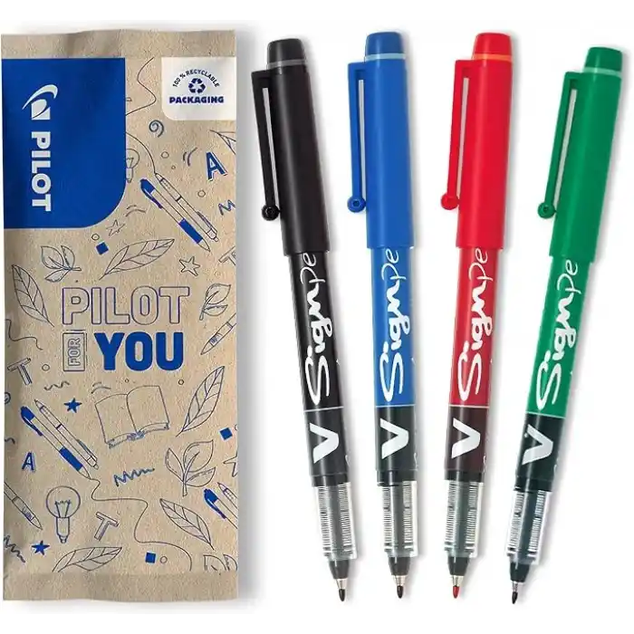 Pilot FLW538882 2.0 mm V Tasarımlı Kalem Sıvı Mürekkep Ucu - Siyah/Mavi/Kırmızı/Yeşil (4lü Paket)