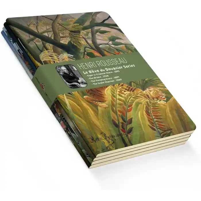 Retronote Henri Rousseau 4lü Defter Seti, Le Rêve du Douanier Series, Çizgisiz, 64 Sayfa, 14x21cm, Çok Renkli