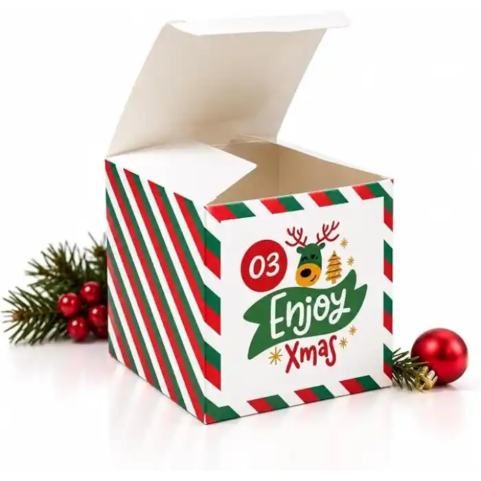 25li Yılbaşı Advent Calendar Kutusu, 7 x 7 x 7 cm, Kendin Doldur Hediye Seti