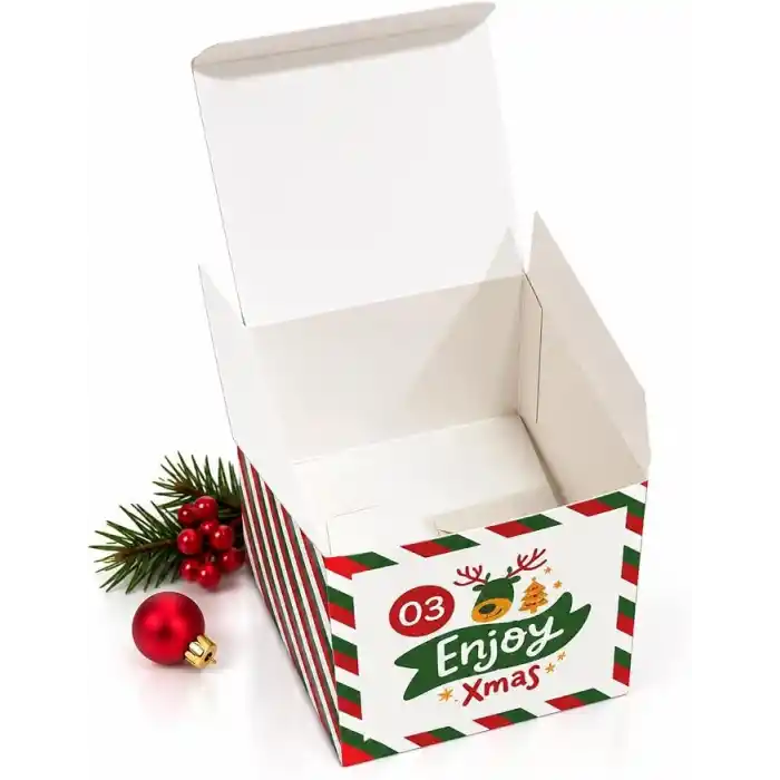 25li Yılbaşı Advent Calendar Kutusu, 7 x 7 x 7 cm, Kendin Doldur Hediye Seti