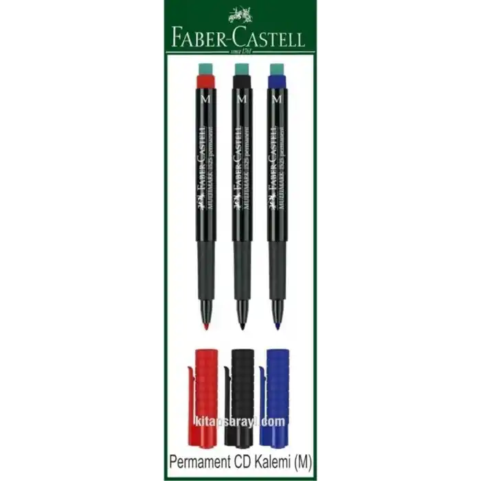 Faber-Castell Permanent CD Kalemi Seti, 3 Renk (M), Mavi, Siyah, Kırmızı