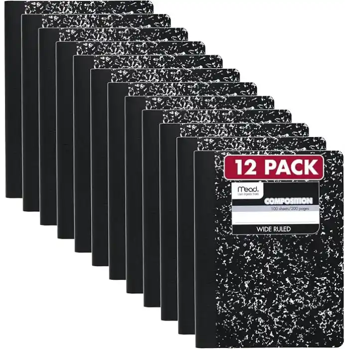 Black Marble kompozisyonu kitap, Wide Rule, 9 – 3/4 x 7 – 1/2, 100 sheets
