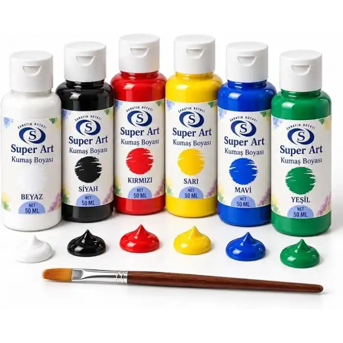 Super Art Kumaş Boyası Seti 6lı 6 x 50 ml