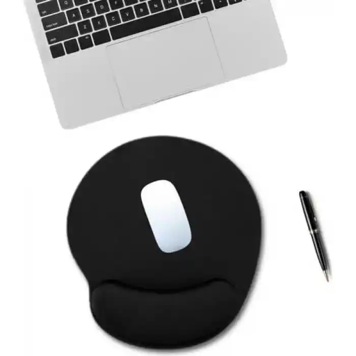 Black Deer Bilek Destekli Ergonomik Mouse Pad, Rahat Fare Padi, Fare Altlığı, Ofis ve Oyun İçin, Kaymaz Taban, Siyah