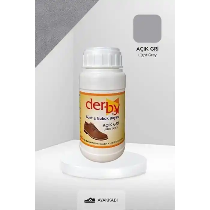 Derby Açık Gri Süet Ve Nubuk Deri Boyası 250 Ml Süet Nubuk Ayakkabı Boyası