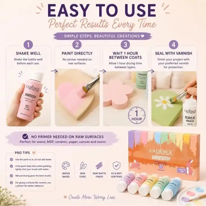 Cadence HARMONY AKRİLİK 10LU SET PASTEL RENKLER 59ML