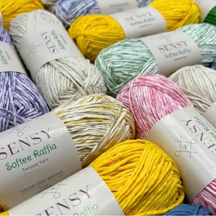 Premium Softee Raffia Yumuşak Çok Renkli Rafya Kağıt Ebruli El Örgü İpi Hobi İp (Gün Batımı)