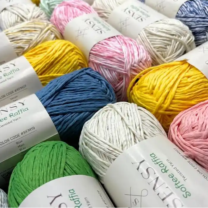 Premium Softee Raffia Yumuşak Çok Renkli Rafya Kağıt Ebruli El Örgü İpi Hobi İp (Gün Batımı)