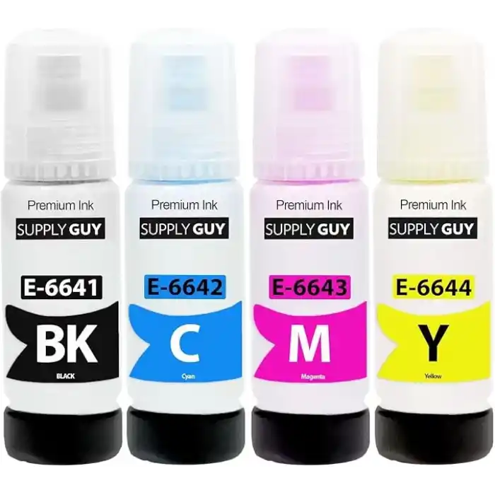 Supply Guy Mürekkep Epson 664 ile Uyumlu EcoTank ET 14000 2550 2650 4500 L100 L110 L1300 L200 L210 L300 L3050 L3060 L3070 L310 L355 L361 L365 L382 L385 L455 L485 L486 L555 L565 (4x 70 ml)