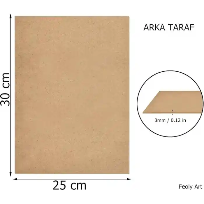 3 mm 25x30 MDF Plaka (4 ADET) - Hobi, Maket, Ahşap El Sanatları İçin Uygun (4`lü Paket)