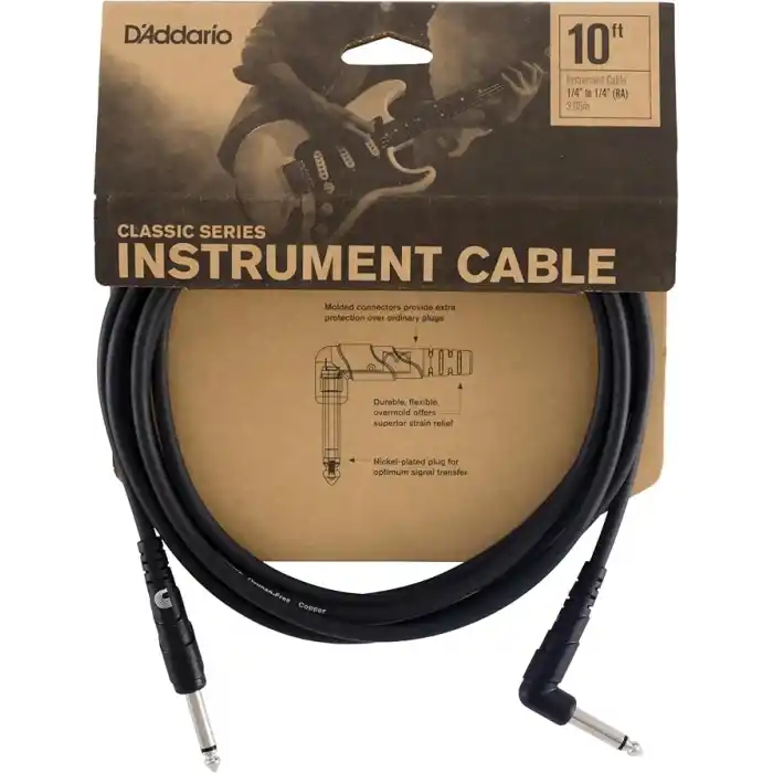Planet Waves DAddario Gitar Kablosu - Klasik Seri Enstrüman Kablosu - 1/4 İnç Fiş 1/4 İnç Fiş - 3.048 Sayaç - 1li Paket