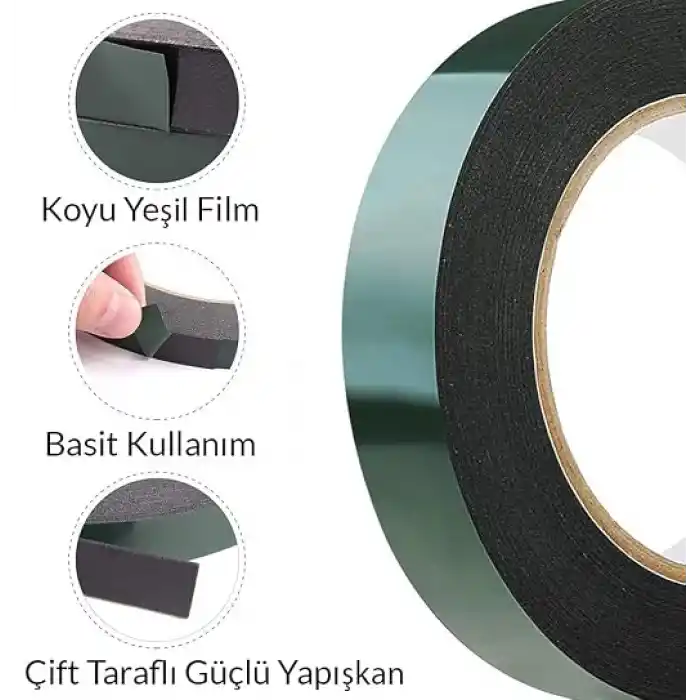 Çift Taraflı Köpük Bant Eva Montaj Bandı Siyah 24 mm x 10 Metre