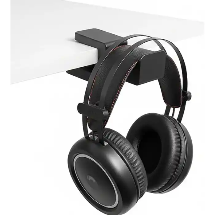 Premium Siyah Asılabilir Masa Kenarı Kulaklık Standı, Ergonomik ve Sağlam