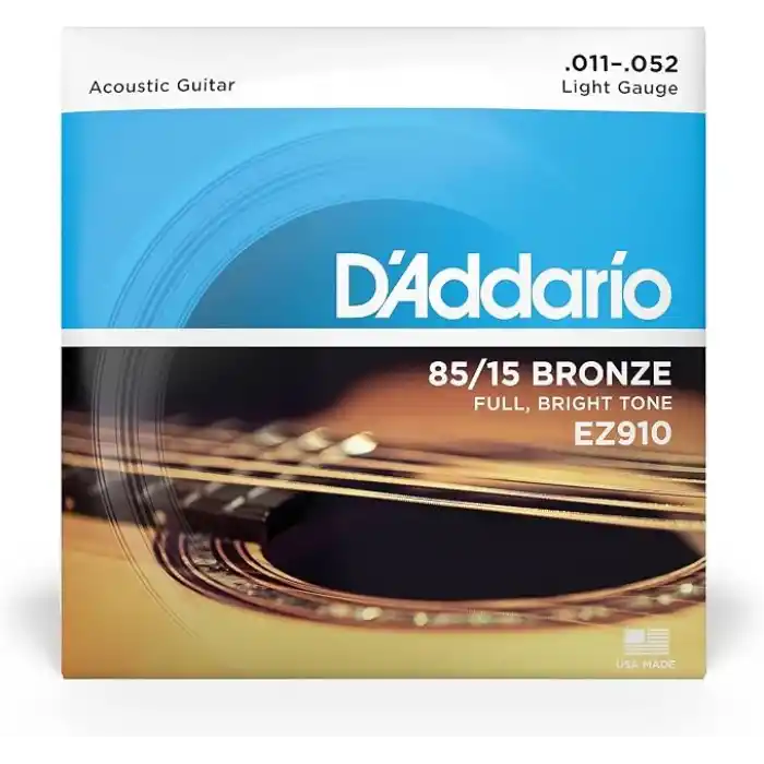 Daddario Ez910 Akustik Gitar Tel Seti, 85/15 Bronze, Light Gauge