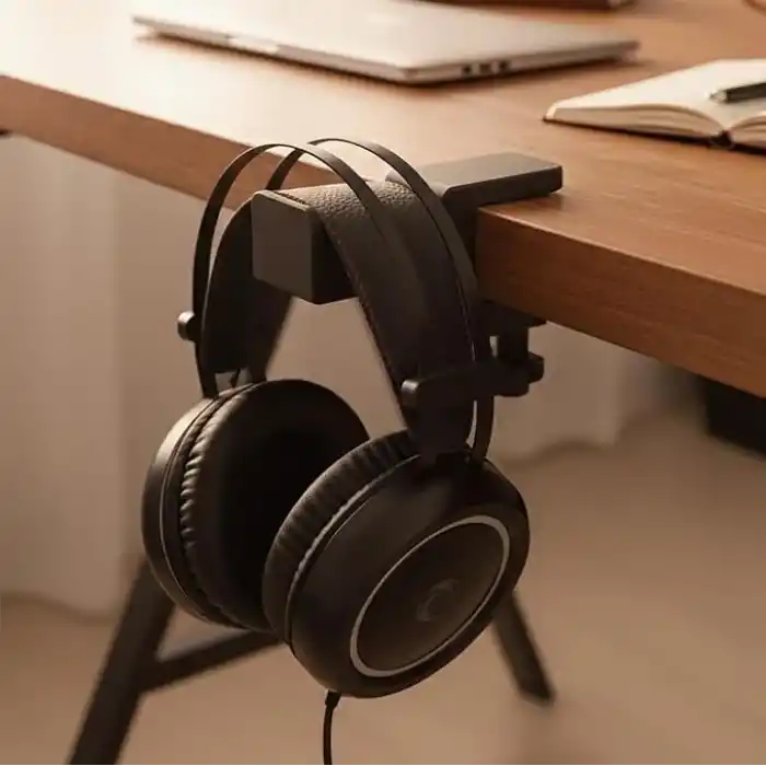 Premium Siyah Asılabilir Masa Kenarı Kulaklık Standı, Ergonomik ve Sağlam