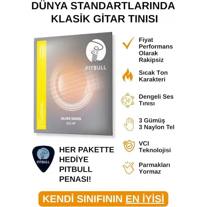 Pitbull Klasik Gitar Teli Silver Seri Normal Tansiyon SET SCG NT