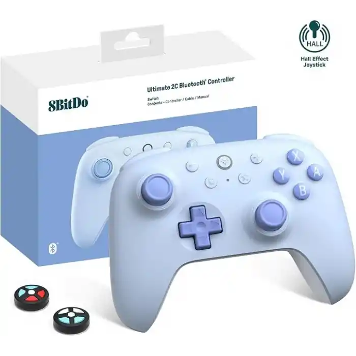 8Bitdo Ultimate 2C Bluetooth Controller for Switch 2, Switch/OLED/Lite, Hall Effect Joysticks, Non-linear Digital Triggers, Remappable L4/R4 Bumpers, 6-axis Motion, Rumble Vibration (Blue)