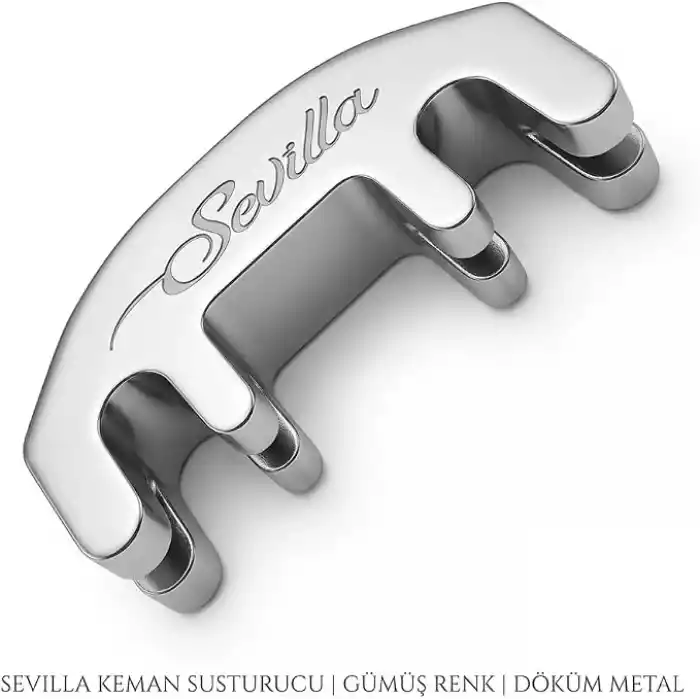 Sevilla Keman Susturucu, Kaliteli Döküm Metal, Gümüş Renk, 4/4 3/4 1/2 Boyutları