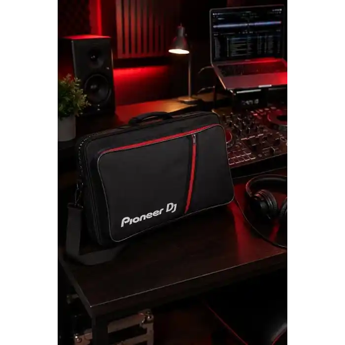 Larkin Pioneer DJ DDJ-400 ve DDJ-FLX4 Uyumlu Laptop Bölmeli Kırmızı Kadife Astarlı Soft Case DJ Controller Taşıma Çantası