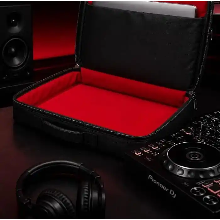 Larkin Pioneer DJ DDJ-400 ve DDJ-FLX4 Uyumlu Laptop Bölmeli Kırmızı Kadife Astarlı Soft Case DJ Controller Taşıma Çantası