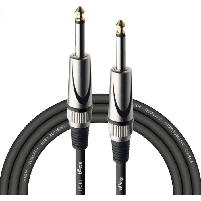Stagg SGC3DL Pro enstrüman kablosu (mandal üzerinde jak, asimetrik 3 m), siyah