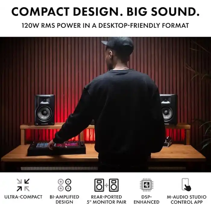 M-AUDIO BX5 BT - 5 DSP Destekli, Bluetooth Bağlantılı, Applikasyon Kontrollü Amplifikatörlü Stüdyo Hoparlörleri (Çift)
