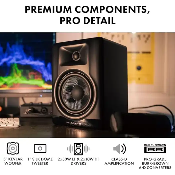 M-AUDIO BX5 BT - 5 DSP Destekli, Bluetooth Bağlantılı, Applikasyon Kontrollü Amplifikatörlü Stüdyo Hoparlörleri (Çift)