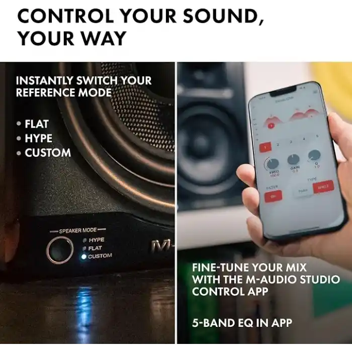 M-AUDIO BX5 BT - 5 DSP Destekli, Bluetooth Bağlantılı, Applikasyon Kontrollü Amplifikatörlü Stüdyo Hoparlörleri (Çift)