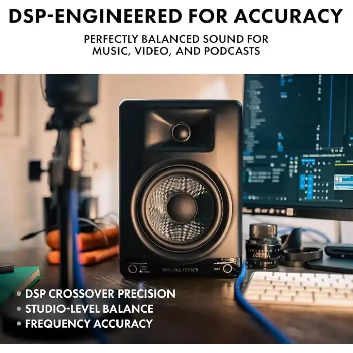 M-AUDIO BX5 BT - 5 DSP Destekli, Bluetooth Bağlantılı, Applikasyon Kontrollü Amplifikatörlü Stüdyo Hoparlörleri (Çift)