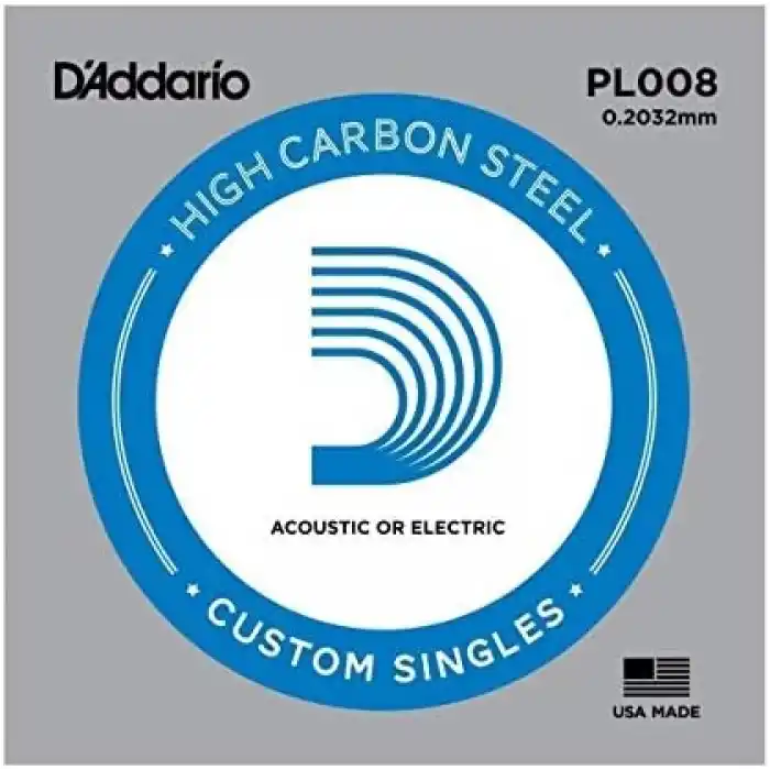 Daddario Pl008 Elektro Ve Akustik Tek Tel, E-(Mi), High Carbon St