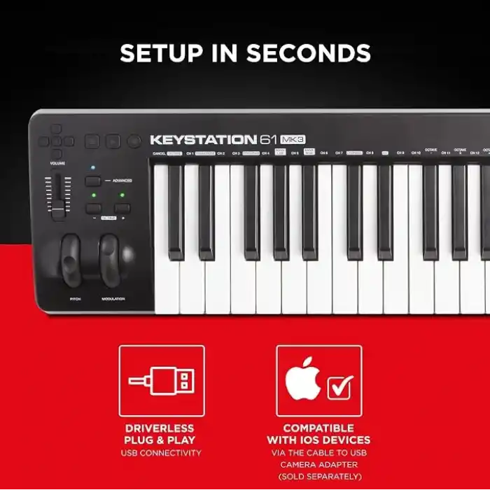 M-AUDIO Keystation 61 MK3 USB MIDI Kontrolör