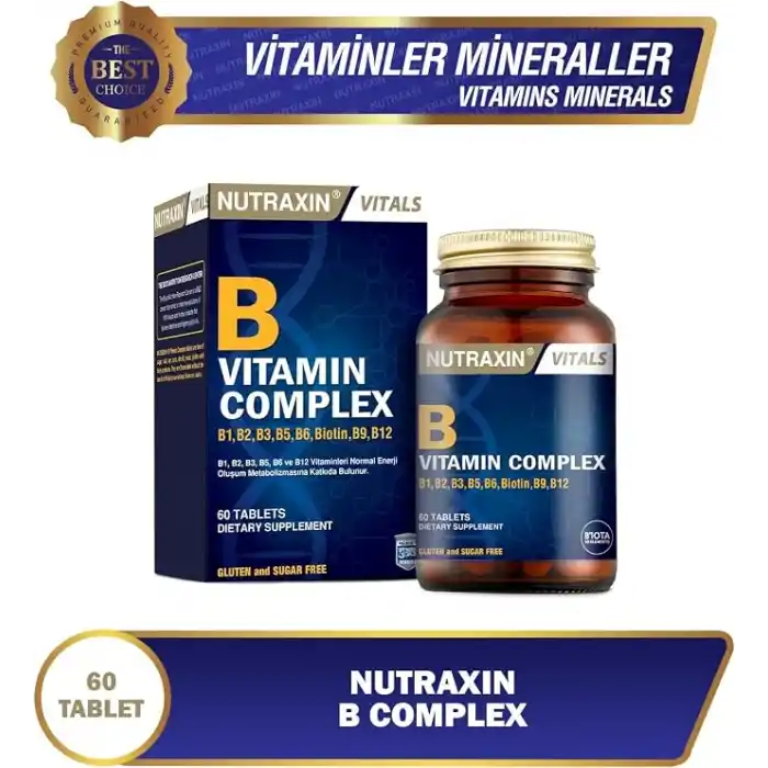 Nutraxin B Vitamin Complex 60 Tablet | 10 B Vitamini İçeren Güçlü Formül