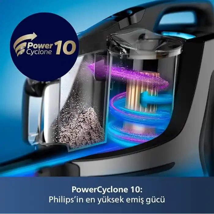 Philips Marathon Ultimate Toz Torbasız Elektrikli Süpürge, 899W, PowerCyclone 10, TriActive Ultra LED Başlık, Power Max Sensör, XB9185/07