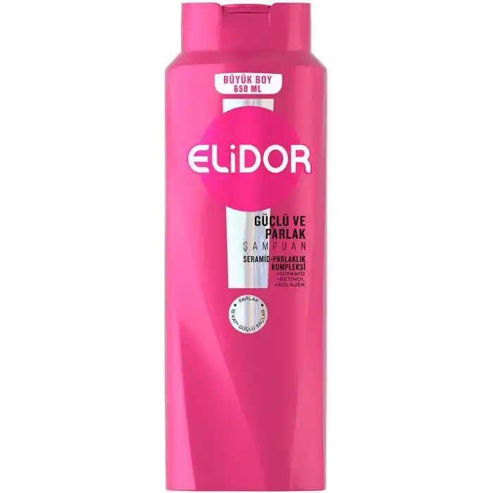 Elidor Saç Bakım Şampuanı, Güçlü ve Parlak, 650 ml