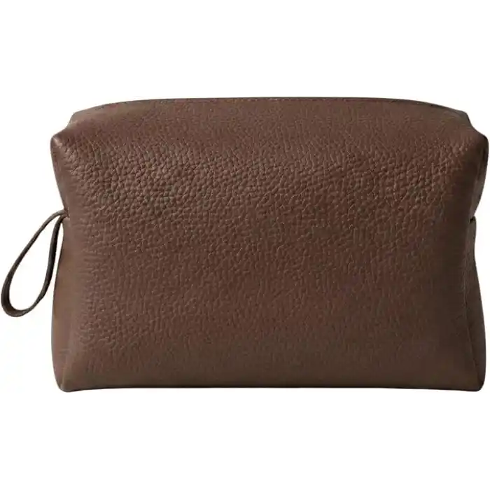 Deri Erkek Bakım Çantası Seyahat Organizeri – Tıraş Çantası, Kişisel Bakım ve Kozmetik Düzenleyici, Fermuarlı Geniş Hacimli Dopp Kit Kahverengi