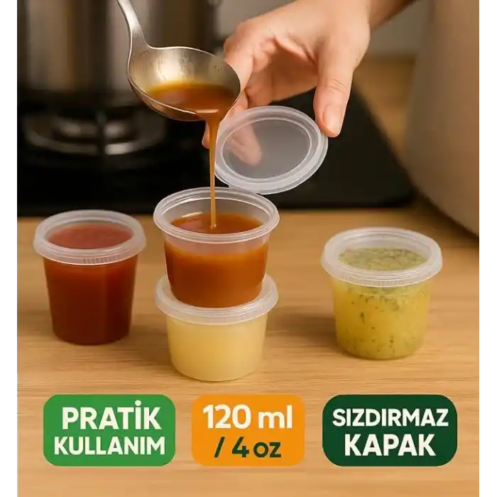 Orret Home 50 Adet 120 ml Saklama Kabı – 4 oz Kemik Suyu, İlik Suyu, Anne Sütü, Sos ve Püre Saklama Kabı, Dondurucu Uyumlu Buzluk Kabı, Sızdırmaz Kapaklı