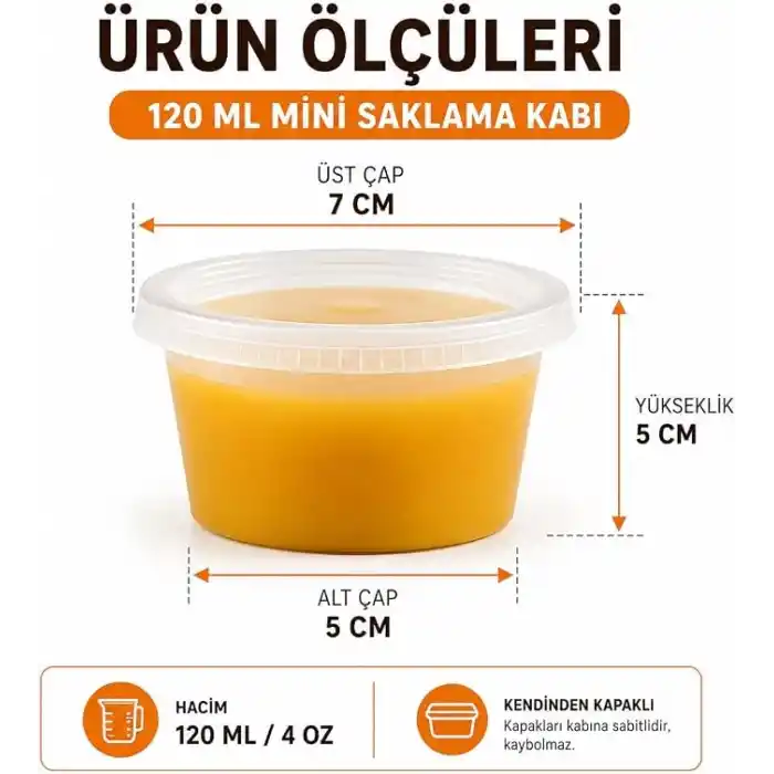 Orret Home 50 Adet 120 ml Saklama Kabı – 4 oz Kemik Suyu, İlik Suyu, Anne Sütü, Sos ve Püre Saklama Kabı, Dondurucu Uyumlu Buzluk Kabı, Sızdırmaz Kapaklı