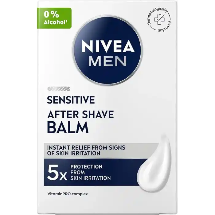 NIVEA MEN Erkek HassasTıraş Sonrası Balsam Hassas 100 ml,E Vitamini,ProVitamin B5,Alkolsüz Formül,Hassas Ciltler için Rahatlatıcı Tıraş Sonrası Bakım