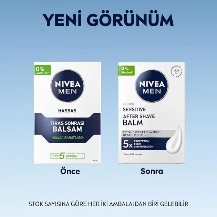NIVEA MEN Erkek HassasTıraş Sonrası Balsam Hassas 100 ml,E Vitamini,ProVitamin B5,Alkolsüz Formül,Hassas Ciltler için Rahatlatıcı Tıraş Sonrası Bakım