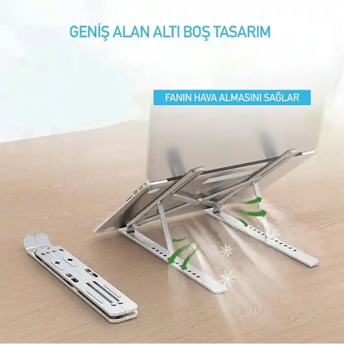 OBEV Taşınabilir Laptop Stant Bilgisayar Stant Notebook Stant Tüm Laptoplarla Uyumlu Bilgisayar Standı Taşınabilir Metal Kaymaz Stant Dizüstü Bilgisayar Stantları Stantı