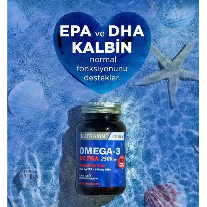 Nutraxin Vitals Ultra Omega-3 2500 mg 30 Kapsül Takviye Edici Gıda