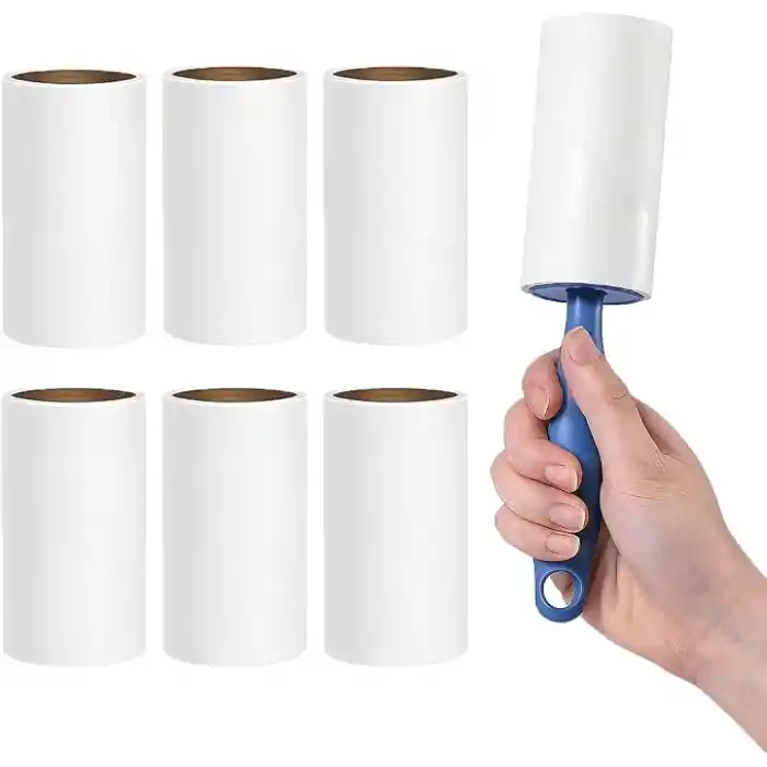SOGUD Tüy Toplayıcı Set 7 Rulo + 1 Sap – Toplam 420 Yaprak – Kedi Köpek Tüyü ve Toz Temizleyici – Giyim, Koltuk, Halı ve Araç Koltuğu İçin Güçlü Yapışkanlı Ekonomik Paket