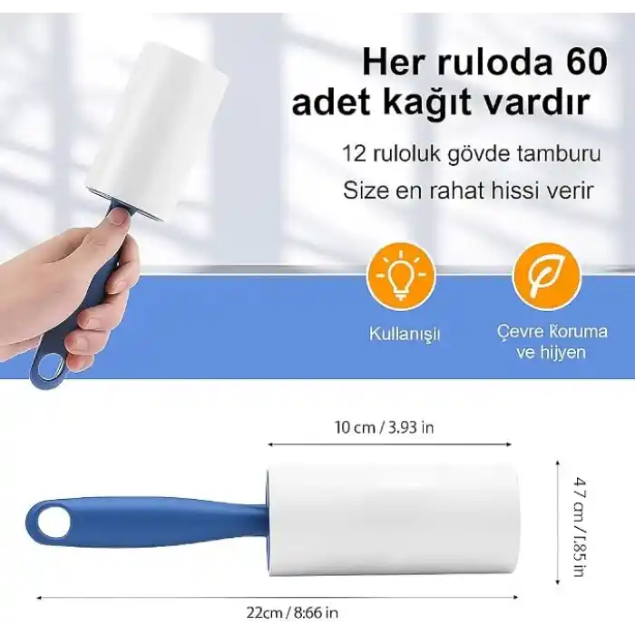SOGUD Tüy Toplayıcı Set 7 Rulo + 1 Sap – Toplam 420 Yaprak – Kedi Köpek Tüyü ve Toz Temizleyici – Giyim, Koltuk, Halı ve Araç Koltuğu İçin Güçlü Yapışkanlı Ekonomik Paket