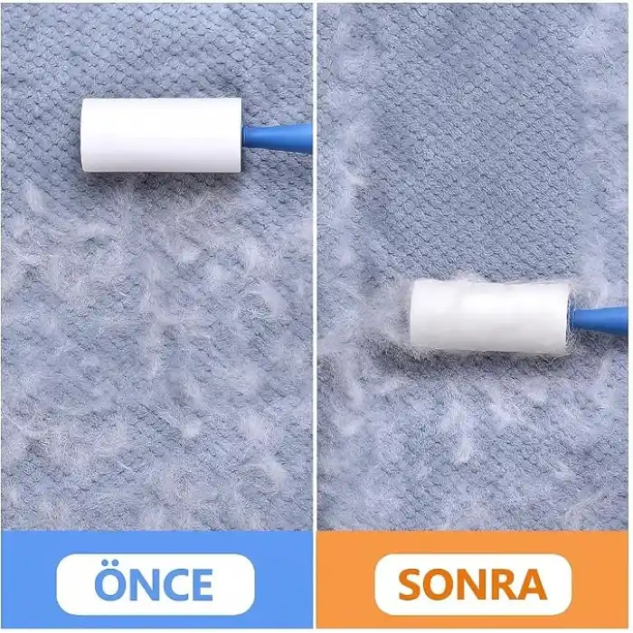 SOGUD Tüy Toplayıcı Set 7 Rulo + 1 Sap – Toplam 420 Yaprak – Kedi Köpek Tüyü ve Toz Temizleyici – Giyim, Koltuk, Halı ve Araç Koltuğu İçin Güçlü Yapışkanlı Ekonomik Paket